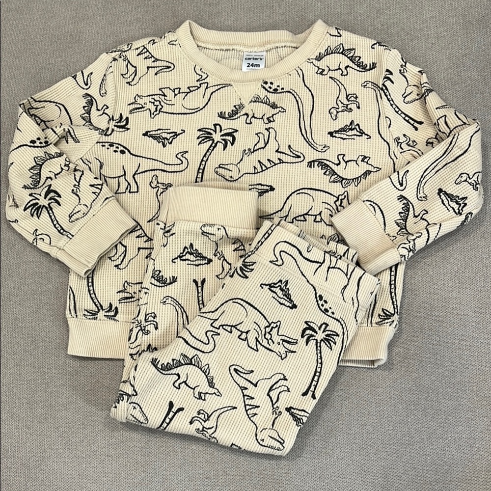 Carter's Beige Dinosaur Print Toddler Set